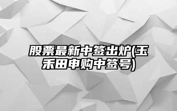 股票最新中簽出爐(玉禾田申購中簽號)