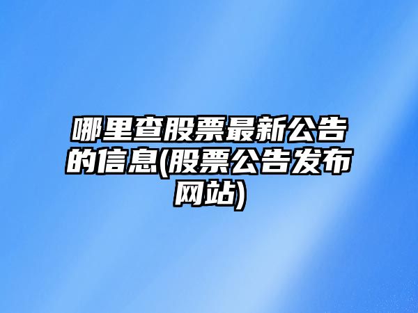 哪里查股票最新公告的信息(股票公告發(fā)布網(wǎng)站)