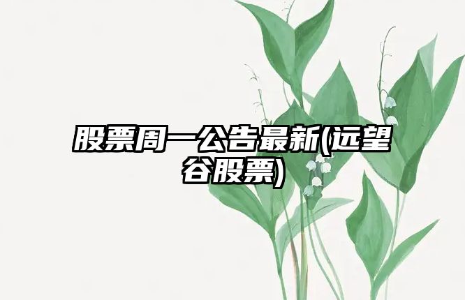 股票周一公告最新(遠望谷股票)