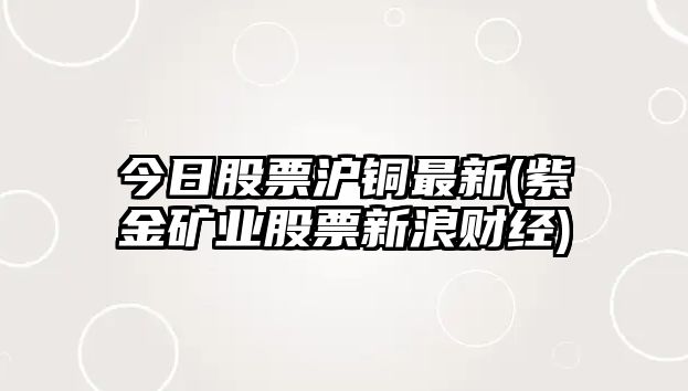 今日股票滬銅最新(紫金礦業(yè)股票新浪財經(jīng))