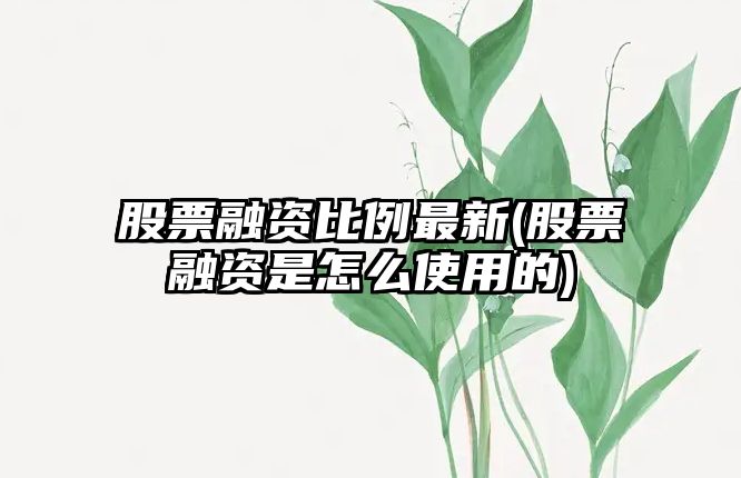 股票融資比例最新(股票融資是怎么使用的)