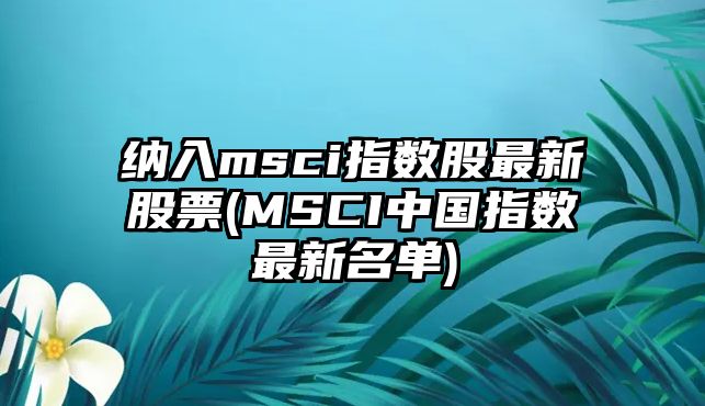 納入msci指數股最新股票(MSCI中國指數最新名單)