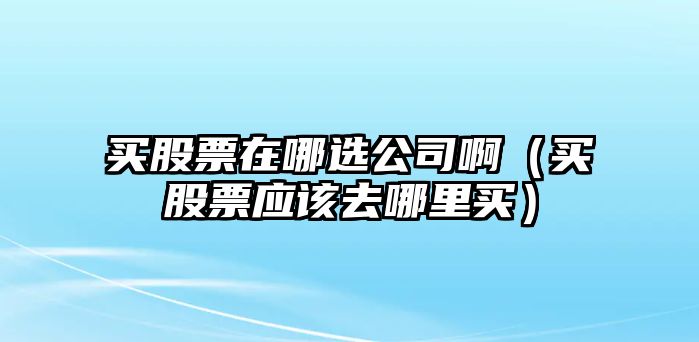 買(mǎi)股票在哪選公司?。ㄙI(mǎi)股票應該去哪里買(mǎi)）