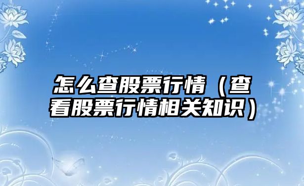 怎么查股票行情（查看股票行情相關(guān)知識）