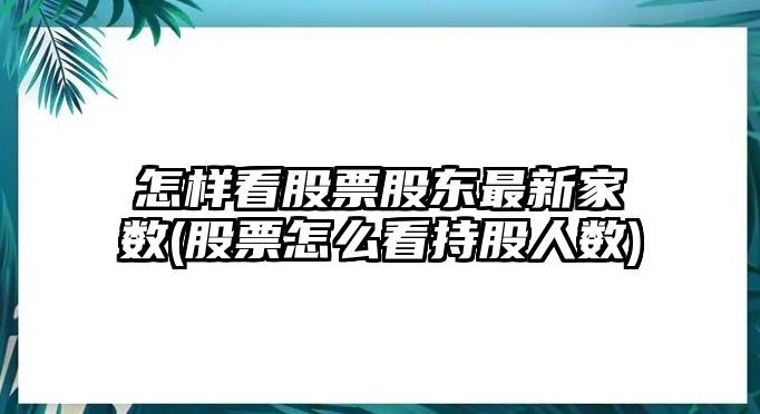 怎樣看股票股東最新家數(股票怎么看持股人數)