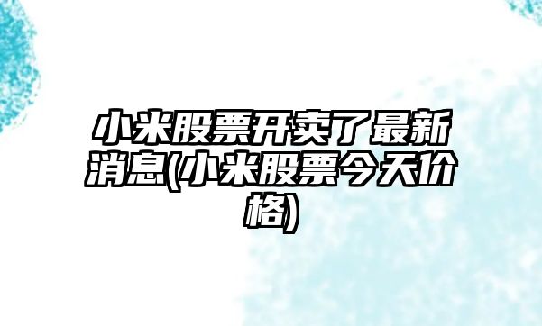 小米股票開(kāi)賣(mài)了最新消息(小米股票今天價(jià)格)