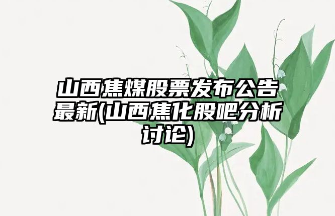 山西焦煤股票發(fā)布公告最新(山西焦化股吧分析討論)