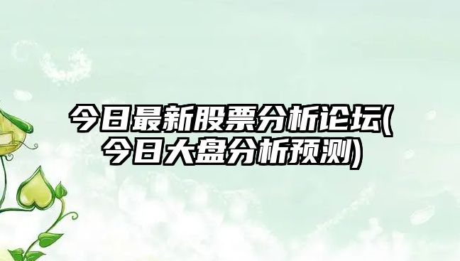 今日最新股票分析論壇(今日大盤(pán)分析預測)