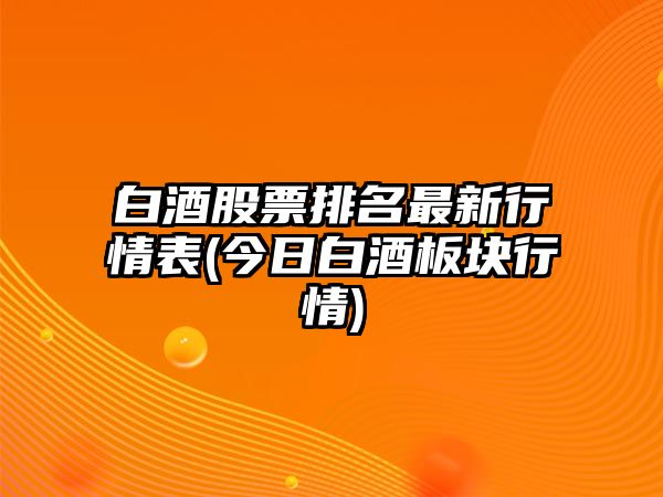 白酒股票排名最新行情表(今日白酒板塊行情)