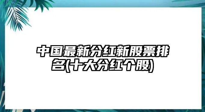 中國最新分紅新股票排名(十大分紅個(gè)股)