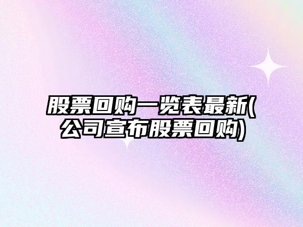 股票回購一覽表最新(公司宣布股票回購)