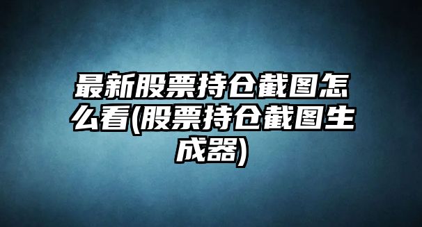 最新股票持倉截圖怎么看(股票持倉截圖生成器)