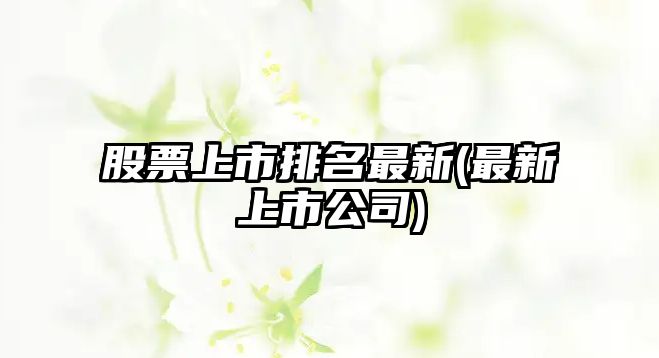 股票上市排名最新(最新上市公司)