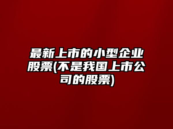 最新上市的小型企業(yè)股票(不是我國上市公司的股票)