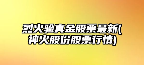 烈火驗真金股票最新(神火股份股票行情)