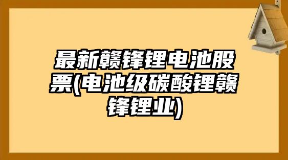 最新贛鋒鋰電池股票(電池級碳酸鋰贛鋒鋰業(yè))