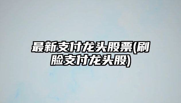 最新支付龍頭股票(刷臉支付龍頭股)