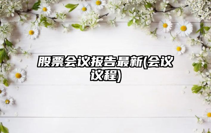 股票會(huì )議報告最新(會(huì )議議程)