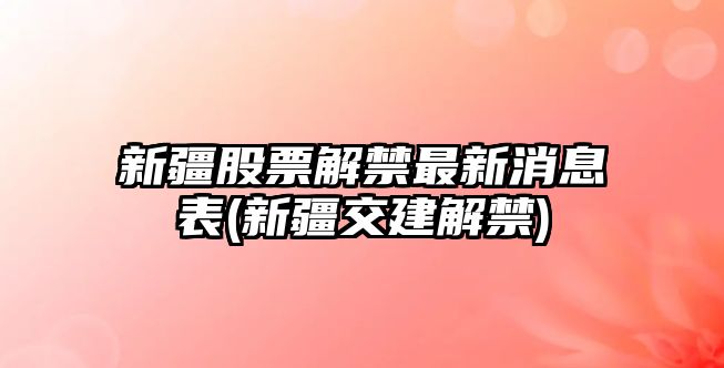 新疆股票解禁最新消息表(新疆交建解禁)