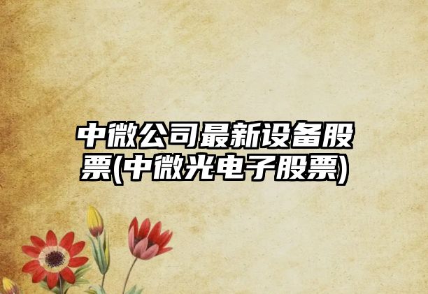 中微公司最新設備股票(中微光電子股票)