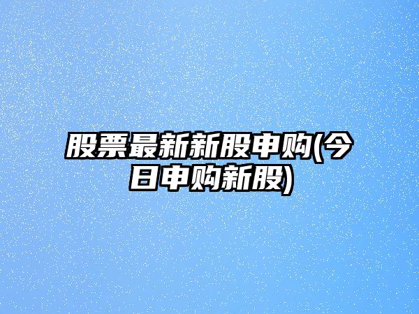 股票最新新股申購(今日申購新股)