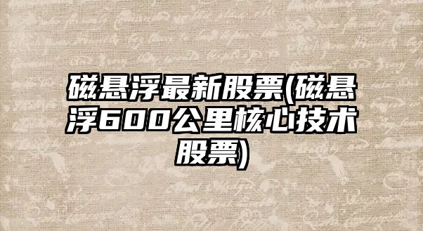 磁懸浮最新股票(磁懸浮600公里核心技術(shù)股票)