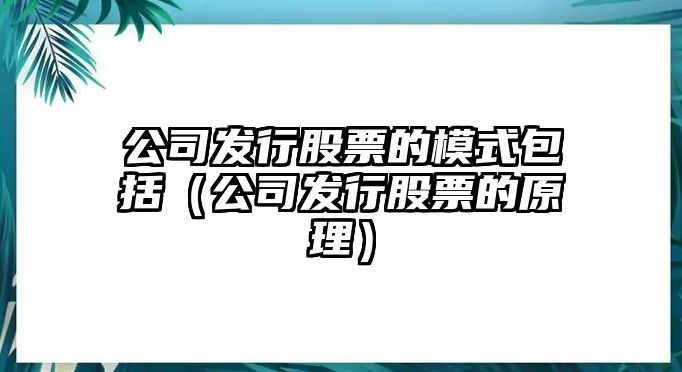 公司發(fā)行股票的模式包括（公司發(fā)行股票的原理）