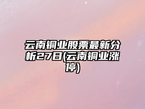 云南銅業(yè)股票最新分析27日(云南銅業(yè)漲停)