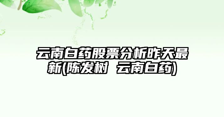 云南白藥股票分析昨天最新(陳發(fā)樹(shù) 云南白藥)