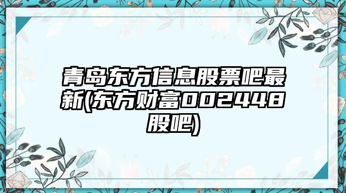 青島東方信息股票吧最新(東方財富002448股吧)