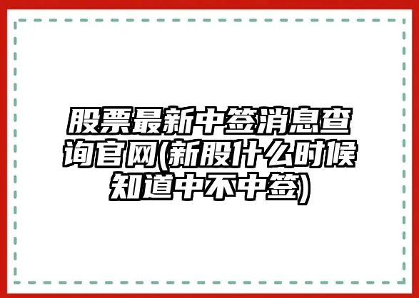 股票最新中簽消息查詢(xún)官網(wǎng)(新股什么時(shí)候知道中不中簽)