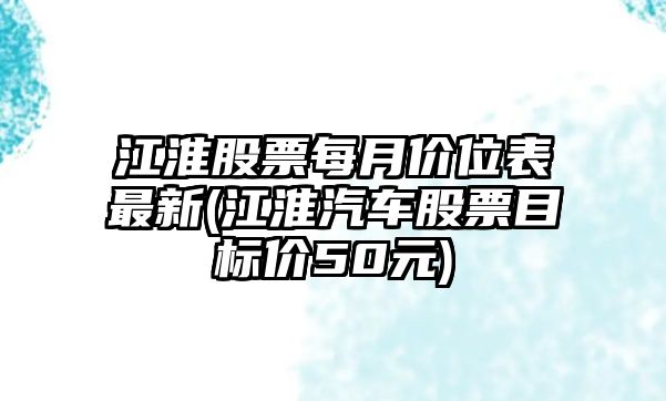 江淮股票每月價(jià)位表最新(江淮汽車(chē)股票目標價(jià)50元)