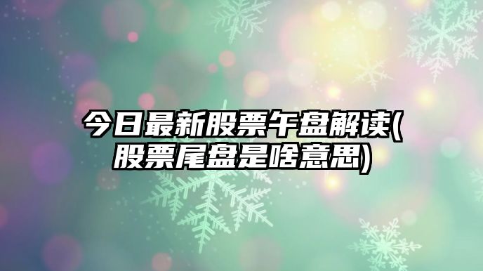 今日最新股票午盤(pán)解讀(股票尾盤(pán)是啥意思)