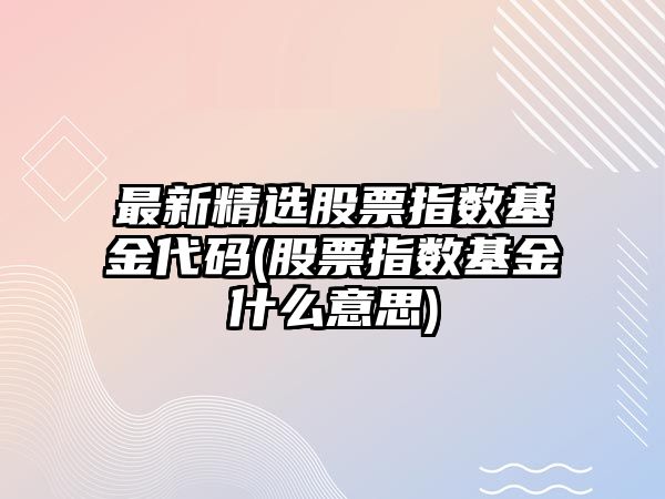 最新精選股票指數基金代碼(股票指數基金什么意思)