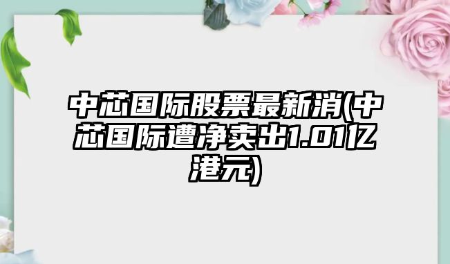 中芯國際股票最新消(中芯國際遭凈賣(mài)出1.01億港元)