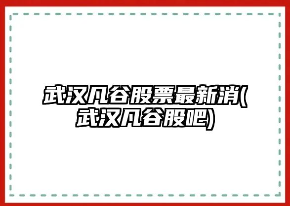 武漢凡谷股票最新消(武漢凡谷股吧)