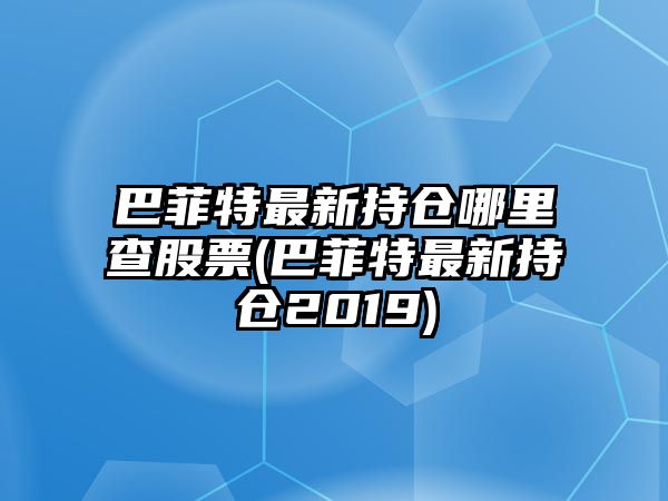 巴菲特最新持倉哪里查股票(巴菲特最新持倉2019)