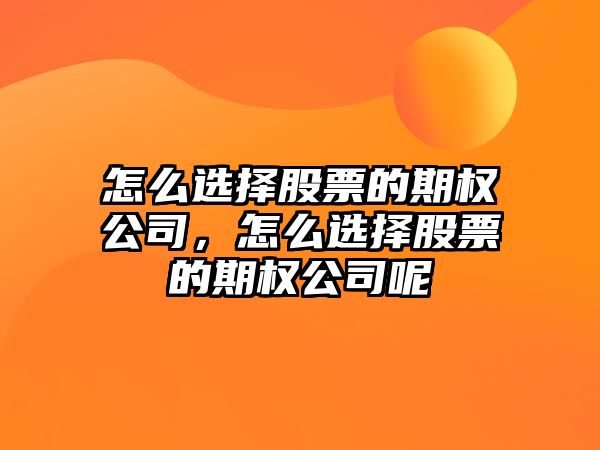 怎么選擇股票的期權公司，怎么選擇股票的期權公司呢