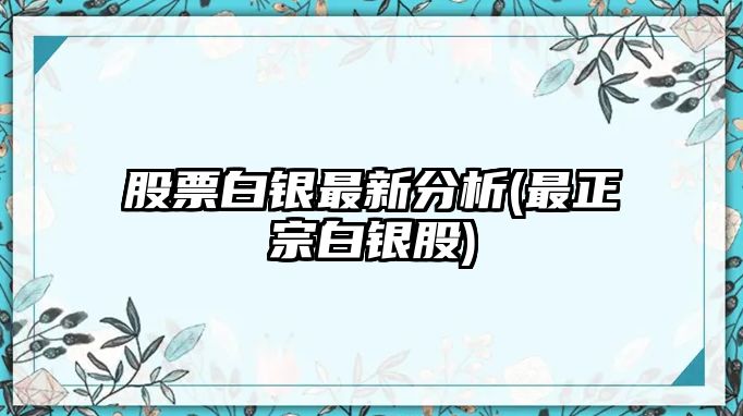 股票白銀最新分析(最正宗白銀股)