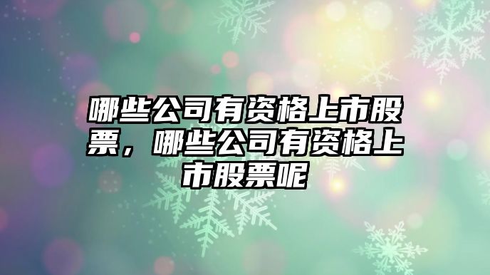 哪些公司有資格上市股票，哪些公司有資格上市股票呢