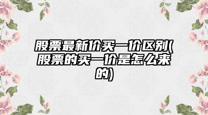 股票最新價(jià)買(mǎi)一價(jià)區別(股票的買(mǎi)一價(jià)是怎么來(lái)的)