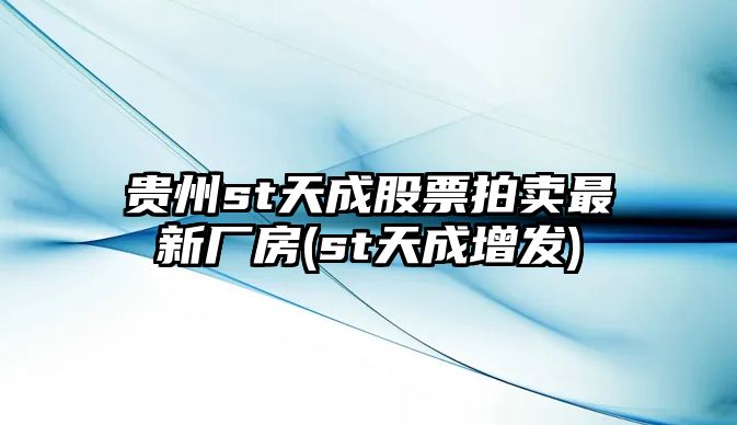 貴州st天成股票拍賣(mài)最新廠(chǎng)房(st天成增發(fā))