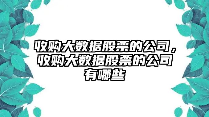 收購大數據股票的公司，收購大數據股票的公司有哪些