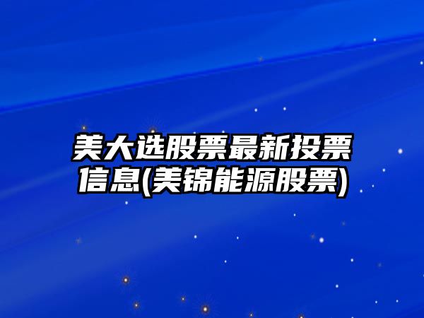 美大選股票最新投票信息(美錦能源股票)