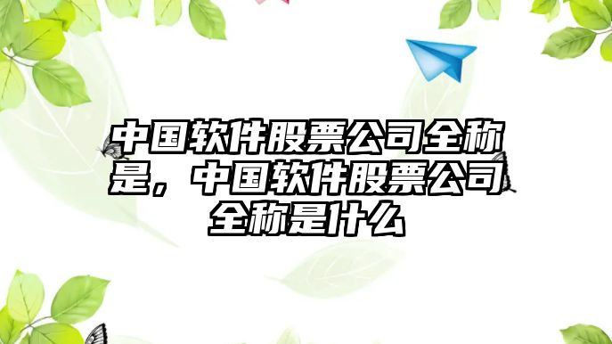 中國軟件股票公司全稱(chēng)是，中國軟件股票公司全稱(chēng)是什么