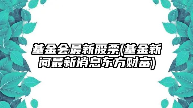 基金會(huì )最新股票(基金新聞最新消息東方財富)