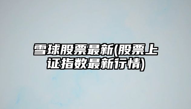 雪球股票最新(股票上證指數最新行情)