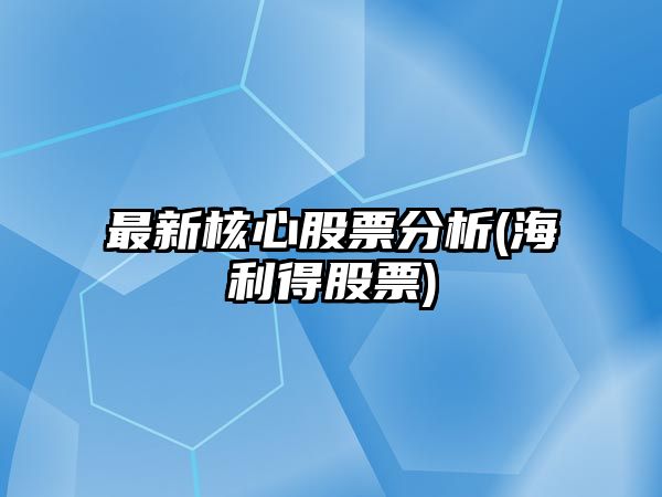 最新核心股票分析(海利得股票)