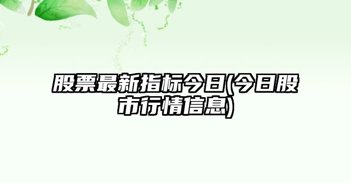 股票最新指標今日(今日股市行情信息)