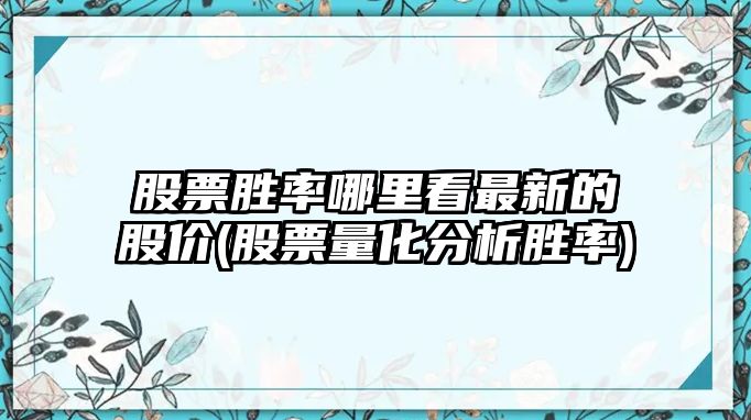 股票勝率哪里看最新的股價(jià)(股票量化分析勝率)